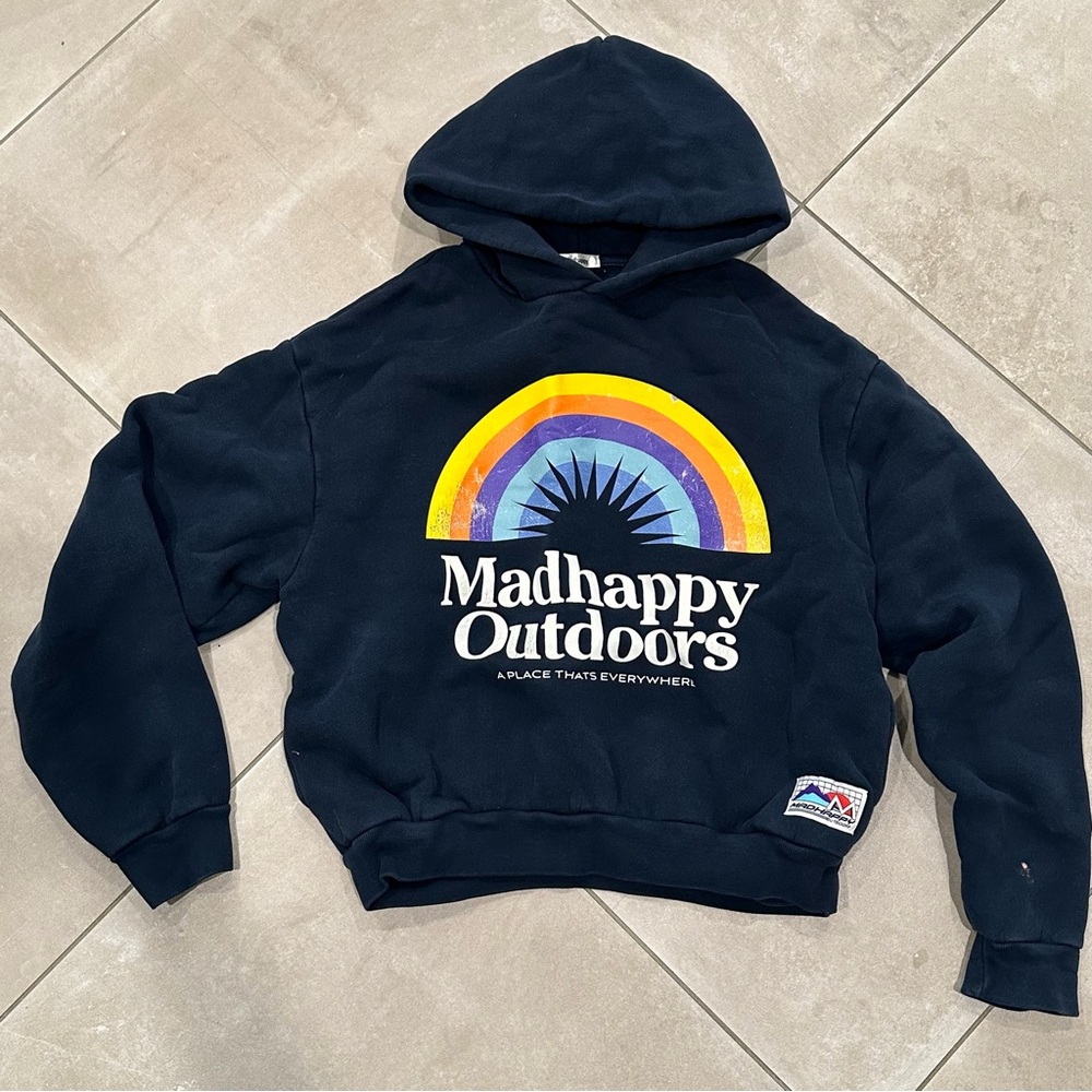 Madhappy Outdoors Navy Hoodie with Rainbow Design